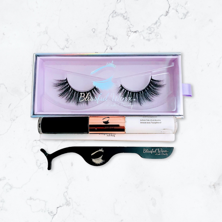 Starter set with dual brush-on lash adhesive and faux mink lashes