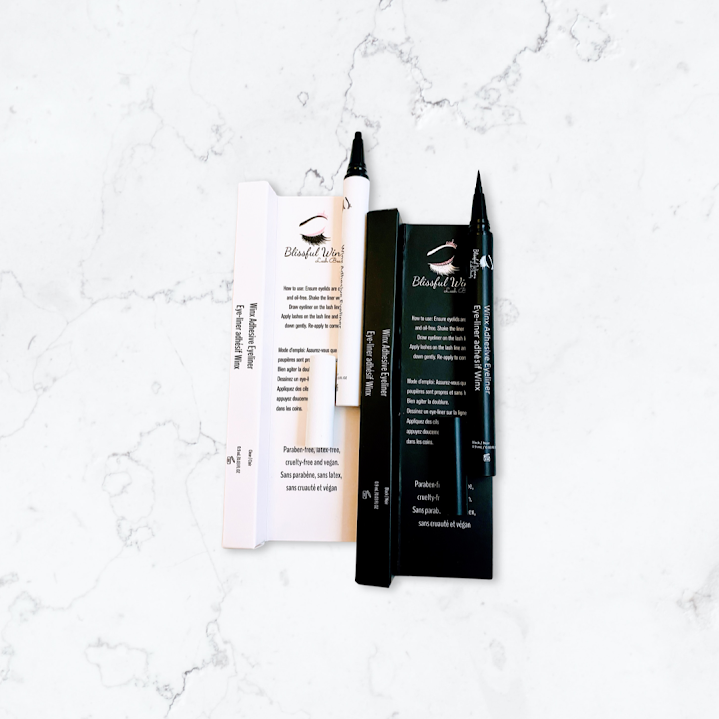 Adhesive eyeliner, black and clear option